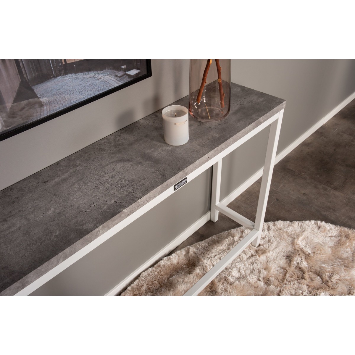 Console Rise 110cm table d'appoint haut de gamme grise et blanche - 4