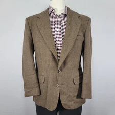 Hasting & Smith Men's Tweed Sport Coat Blazer Two Button Brown Wool 40S