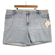 NWT Ava Viv Midi Shorts High Rise Denim Shorts Size 26 R Blue Relaxed Fit