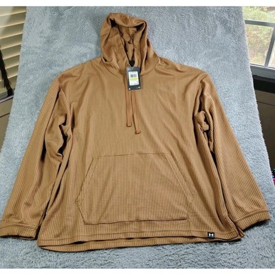 Under Armour Rival Waffle Hoodie Mens Medium LW 1383108 Loose Pullover Brown $65