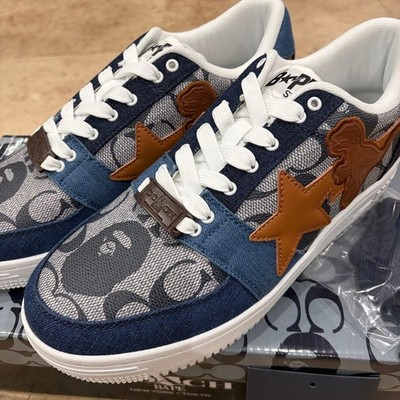 APE x COACH BAPE STA Denim Sneakers Navy US10 | eBay