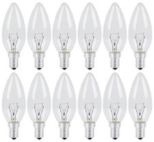 12 Pack E14 Light Bulb 40W, SES Dimmable Small Screw Candle Bulbs Warm White