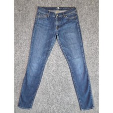 7 For All Mankind The Skinny Jeans Womens 28 Blue Stretch Denim