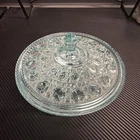 Vintage Indiana Glass Aqua Blue Depression Glass Lidded Candy Dish 8" Diameter