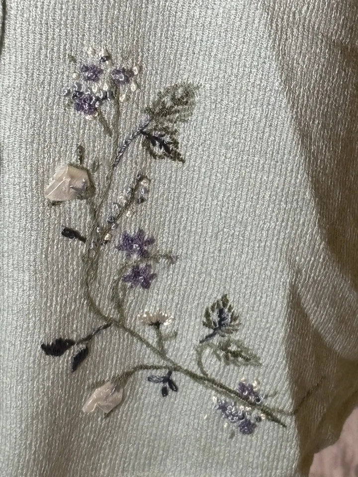 Chaleco azul grande vintage Koret 2x l bordado floral sin mangas para mujer Foto 4 de 4