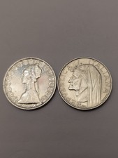 💥 LOT OF 2 500 LIRE SILVER COINS -CARAVELLE-DANTE---READ DESCRIPTION ---