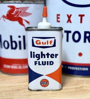 Rare Vintage Gulf Lighter Fluid Can 4oz Oiler Empty
