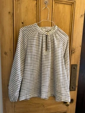 Toast Checked Blouse Pure Cotton -Grey/Ecru Check- UK 18