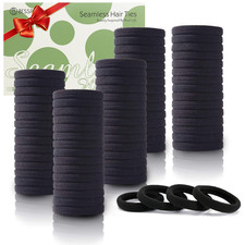 100PCS Black Hair Ties Women Girls Thick Elastic Seamless Ponytail Holders