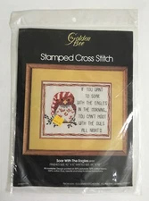Golden Bee Owl Counted Cross Needlepoint Kit Soar With Eagles Vintage NEW