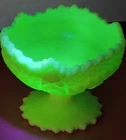 Vintage Fenton Satin Milk Glass GLOW GLASS  Pedestal Dish
