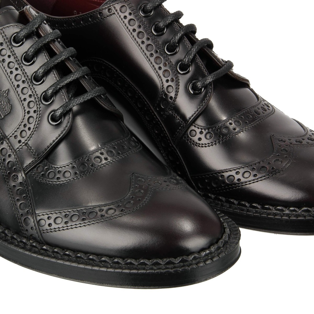 DOLCE & GABBANA Crown Leather London Derby Shoes MARSALA