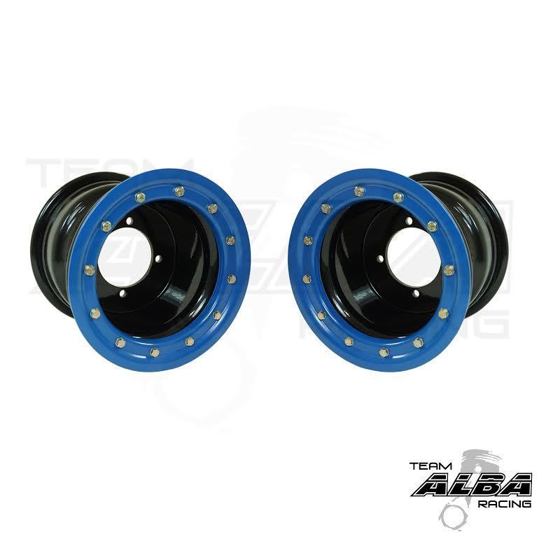 260126-01 アルミホイール ABE SHOKAI LF SPORT ４本 Kawasaki KFX 400 KFX 450R Rear Wheels Beadlock 9x8 3+5 4/110 Alba