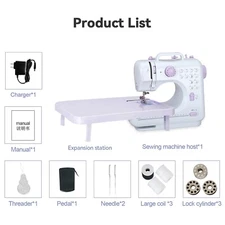 Mini Electric Sewing Machine 12 Stitches with Extension Table Pedal US Plug 110V