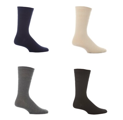 Herren Softop Baumwollsocken extra weit von HJ Hall Comfort in 4 Farben 1 Paar Pack