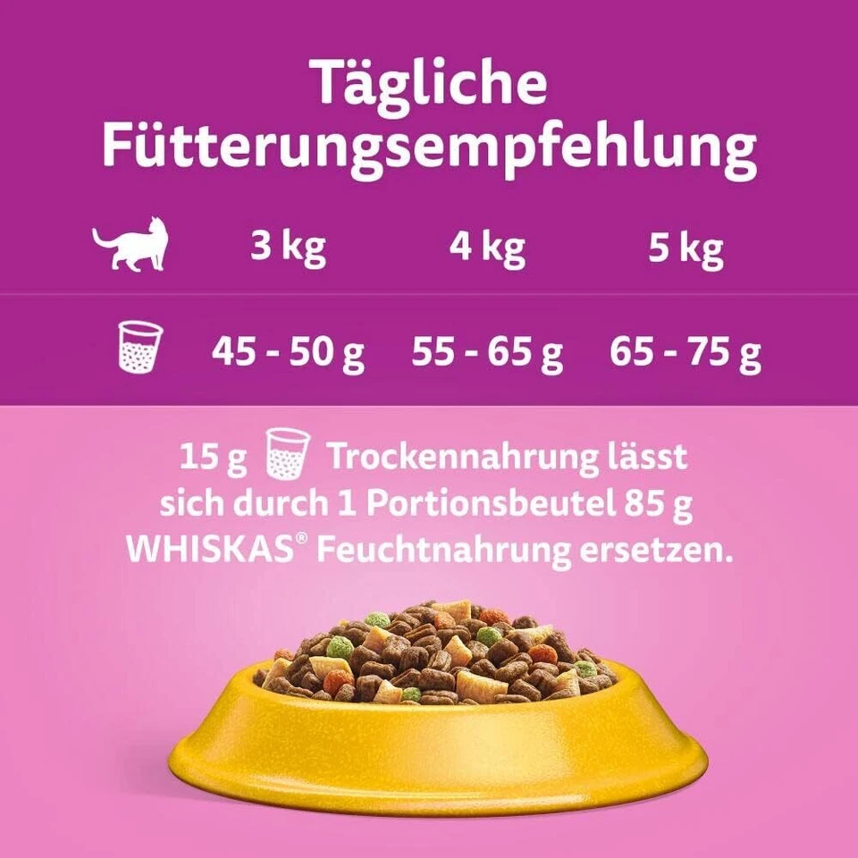 Whiskas Adult 1+ Trockenfutter Huhn, 3,8kg Katzentrockenfutter für erwachsene - Bild 4 von 4