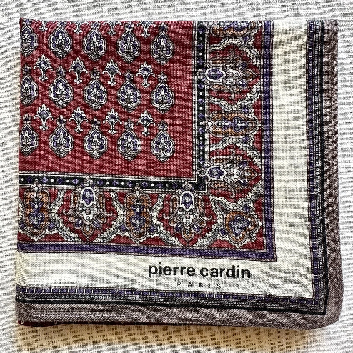 Handkerchief Vintage Dark Red Geometric Damask Classic Cotton Pocket Square 17"