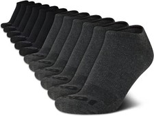 AND1 Men's Socks - Athletic Cushion Low Cut 12 Pack 6-12.5, Black/Grey