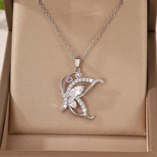 Women's Sweet Butterfly Cubic Zirconia Pendant Necklace Jewelry