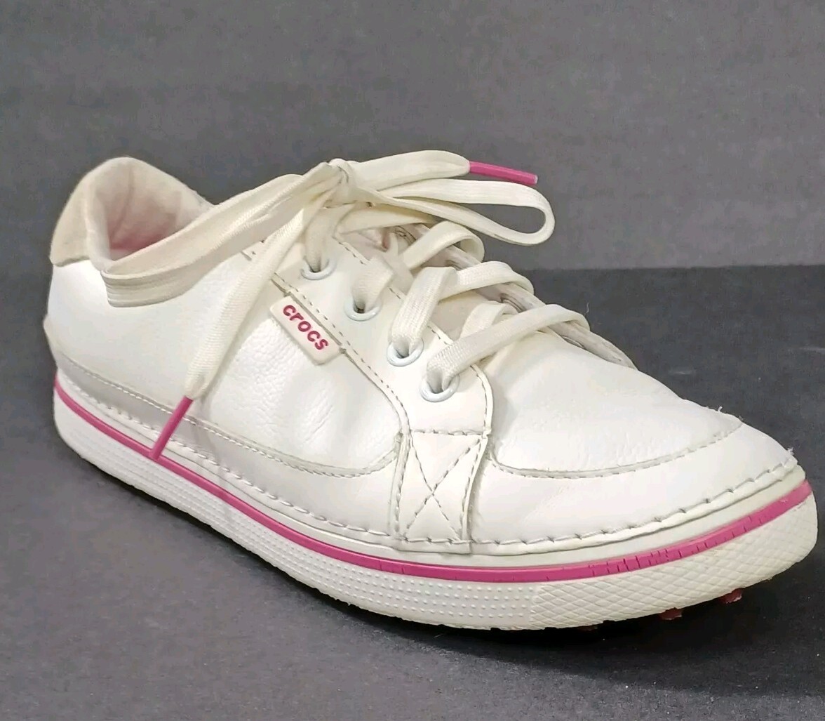 crocs ゴルフシューズ 24cm Crocs Hank Haney White & Pink Comfort Golf Shoes Size