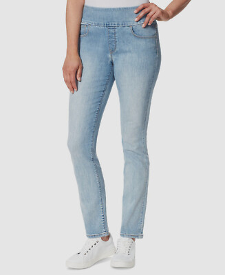 Gloria Vanderbilt Womens' Blue Amanda Straight Pull-On Jeans Pants Size 10