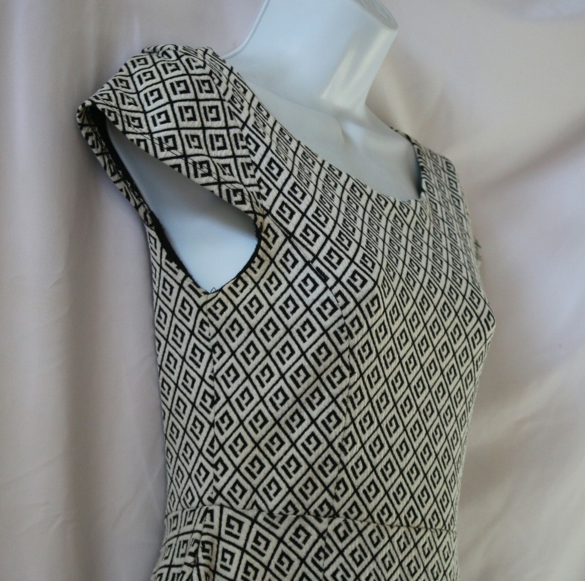 Anthropologie Maeve Black White Geometric Dress Size XS | eBay