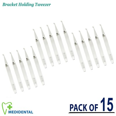 Pack Of 15 Dental Instruments Orthodontic Bracket Holding Tweezer Reverse Action