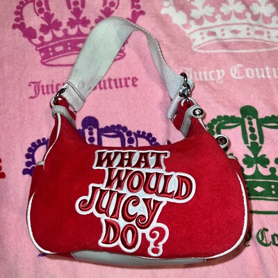 Vintage Red Juicy Couture Purse Bag Handbag Terry Cloth What