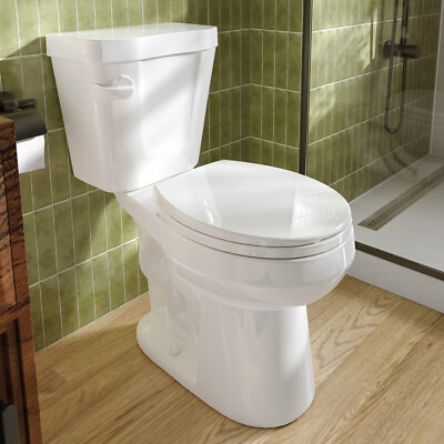 Two-Piece Toilet, Chair Height, Round Front, White, 1.28 gpf  ADA Height 17.3''