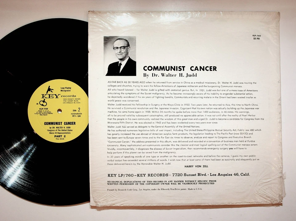 1961 Communist Cancer By Dr. Walter H. Judd Vinyl LP Record VG+ - Image 2 of 4