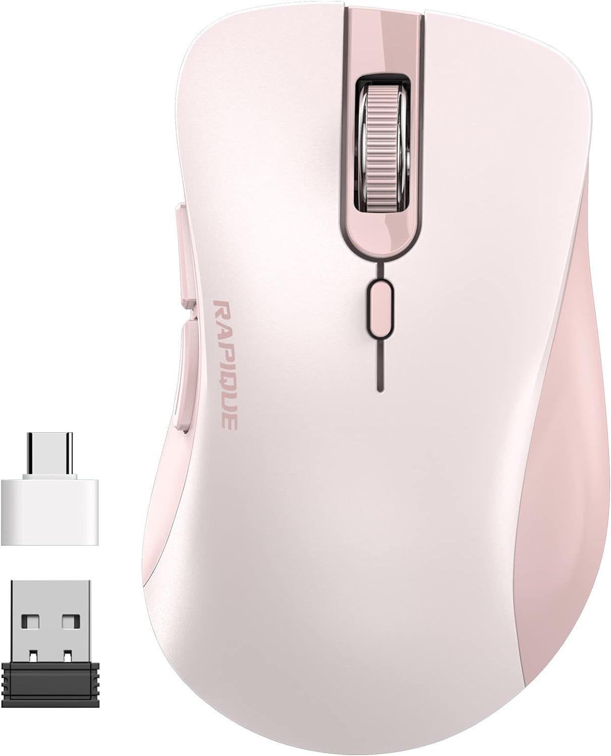 Wireless 2.4G Silent Mouse with USB Receiver and Type-C Adapter for PC and Laptop-image