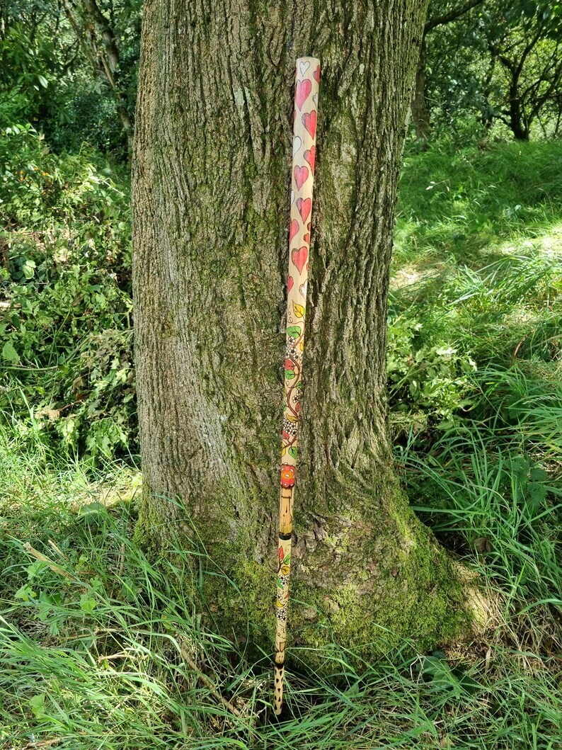 Unique Alice in Wonderland Pyrography Walking Stick Cane image 2