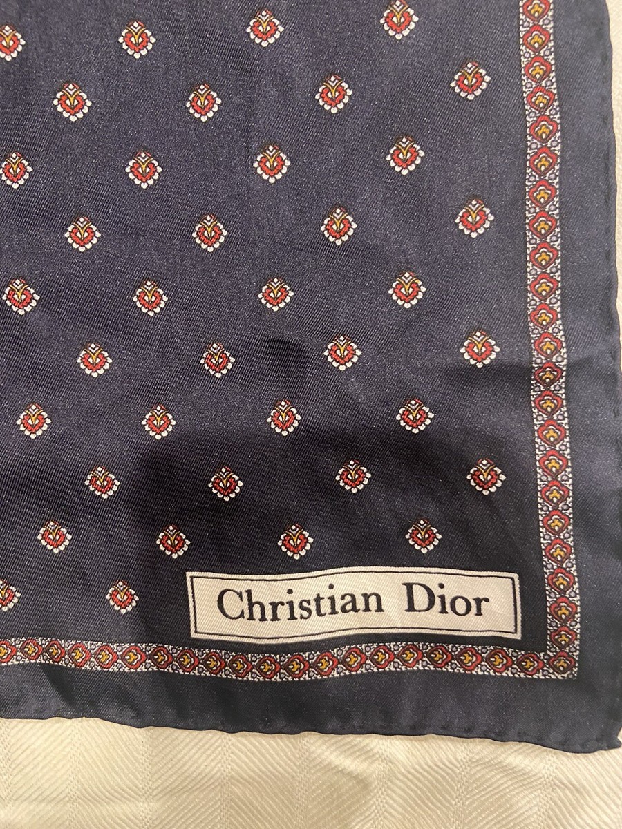 Vintage Christian Dior Pocket Square Silk Scarf 18” 1960’s