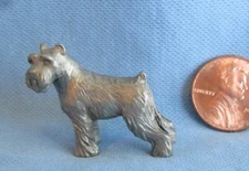 Vintage Miniature SCOTTIE SCHNAUZER TERRIER Rawcliffe Pewter Figure ~ Dollhouse