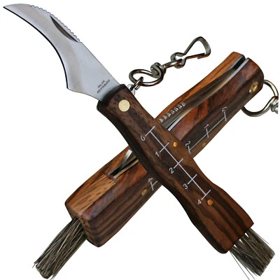 Haller Pilzmesser mit Bürste & Karabiner Taschenmesser mit Zebraholz-Schalen