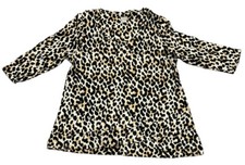 Chico  s Top Women  s Sz 2 Leopard Print Brown Tunic Cotton Modal Blend