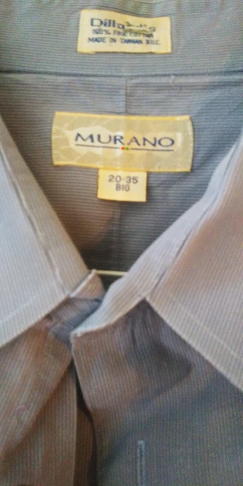 Murano Dress Shirt Adult 20/35 Big. Blue Blended Button Up Long Sleeve - Image 3 of 4