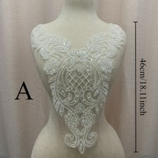 Beaded Sequins Embroidered Applique Wedding Motif Dress Lace Collar Patch Shiny