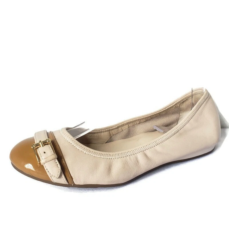 NIKE Scarpe Cole Haan donna 6 B beige marrone chiaro pelle punta balletto fibbia