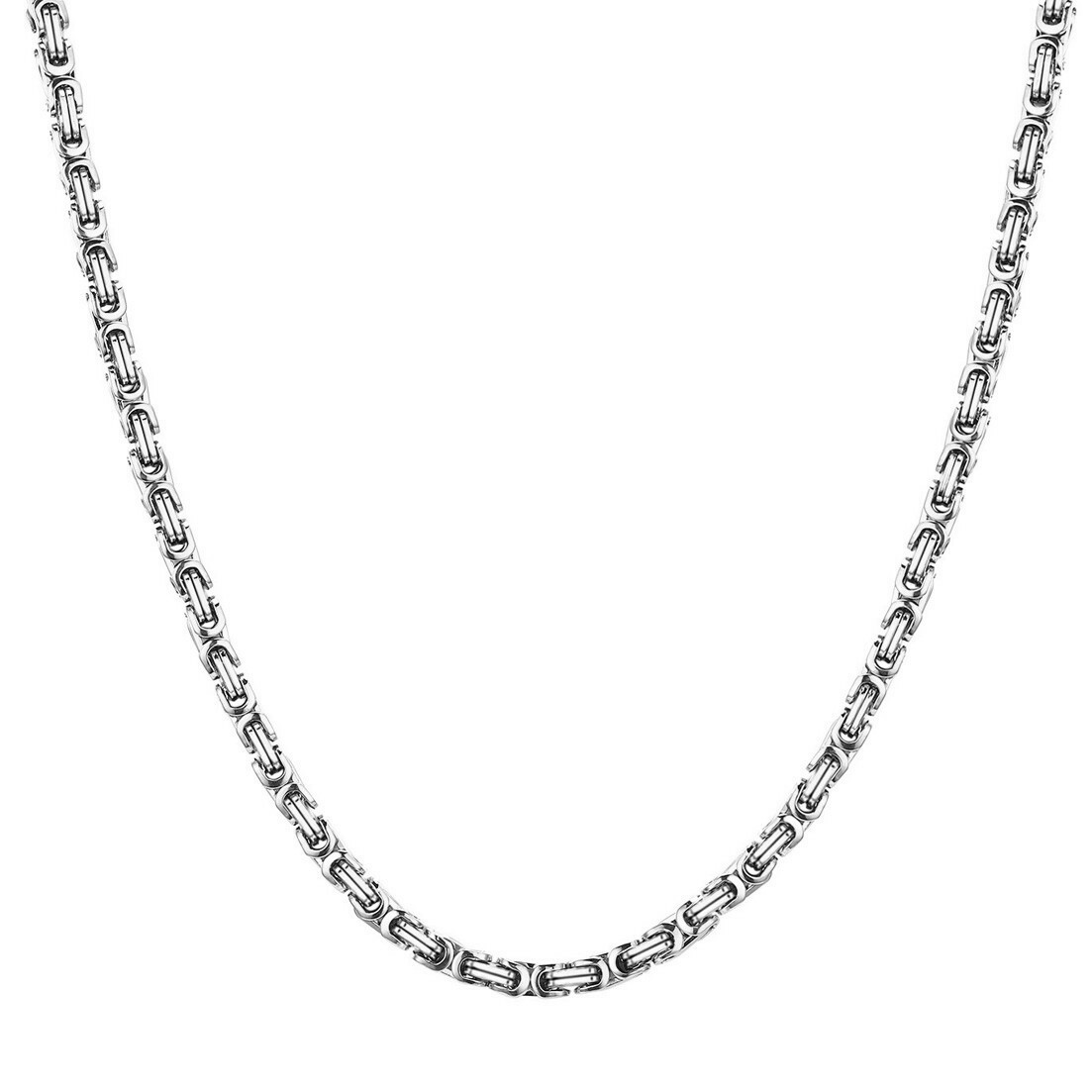 4/6/8mm Fashon Silver Gold Black Mens Byzantine Chain Stainless Steel Necklace