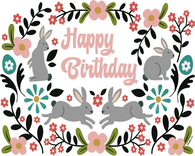 Easter Bunny Spring Birthday ~ Edible 2D Fondant Cake Cupcake Topper ~ D24710