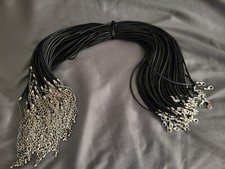 Rubber Necklace Jewelry Cord 16" w/ silvertone clasp  extender - 50 pcs - Bulk
