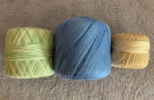 3 Balls Crochet Thread/Yarn, Blue, Clark's Green  White 30, DMC No.20 Off-White