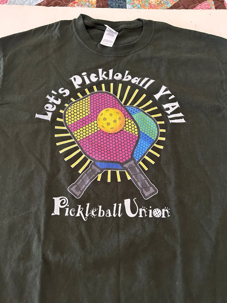 Pickleball Union T-Shirt 100% cotton comfort Dark Green "Let's Pickleball Y'all"