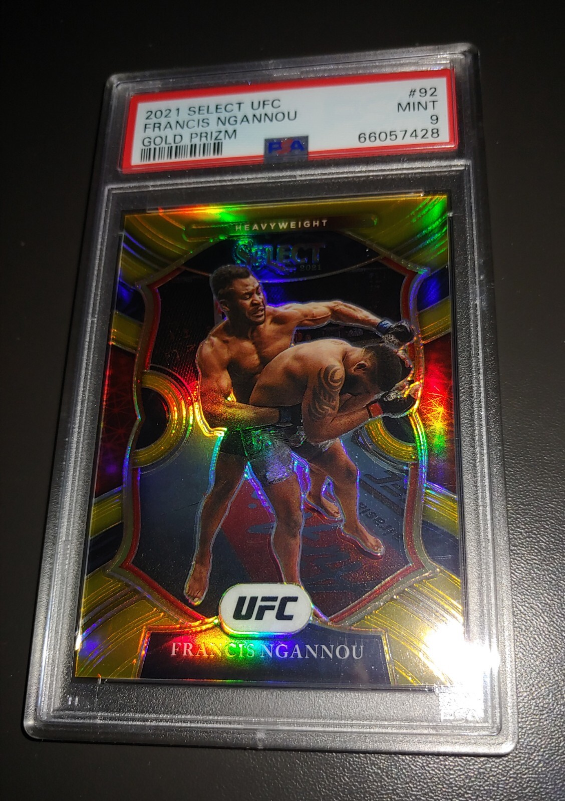 Francis Ngannou /10 2021 Panini Select UFC #92 Gold Prizm PSA 9 view 7