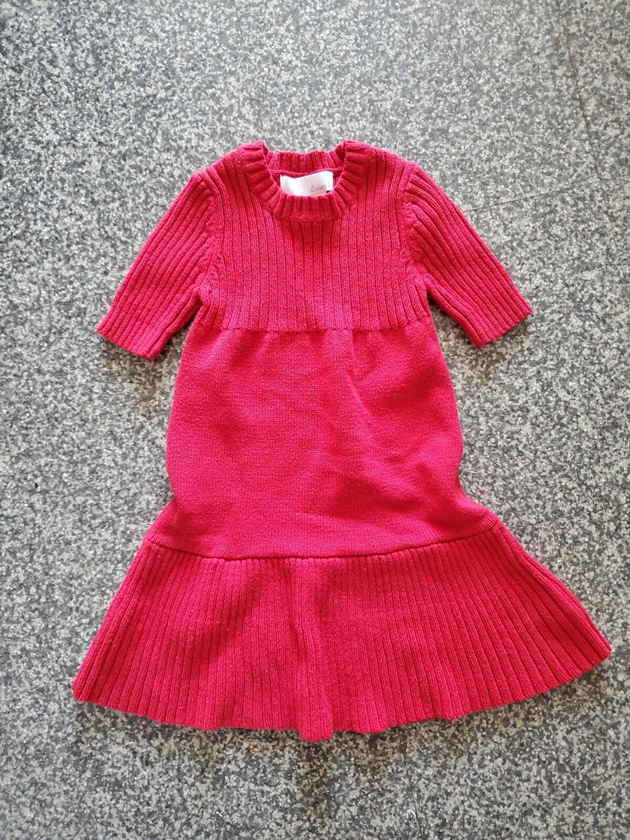 Camilla Girl's Knit Dress Red Crew Neck Drop waist 4T