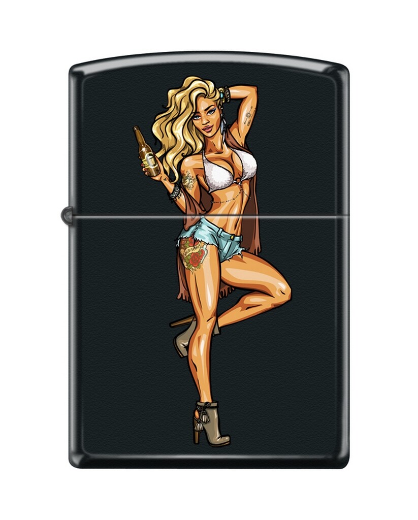 Zippo 82105 bikini top woman girl beer bottle tattoos sexy jean shorts Lighter