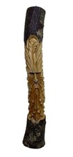 Hand carved wooden green man  100cm wall plaque log statue half log .