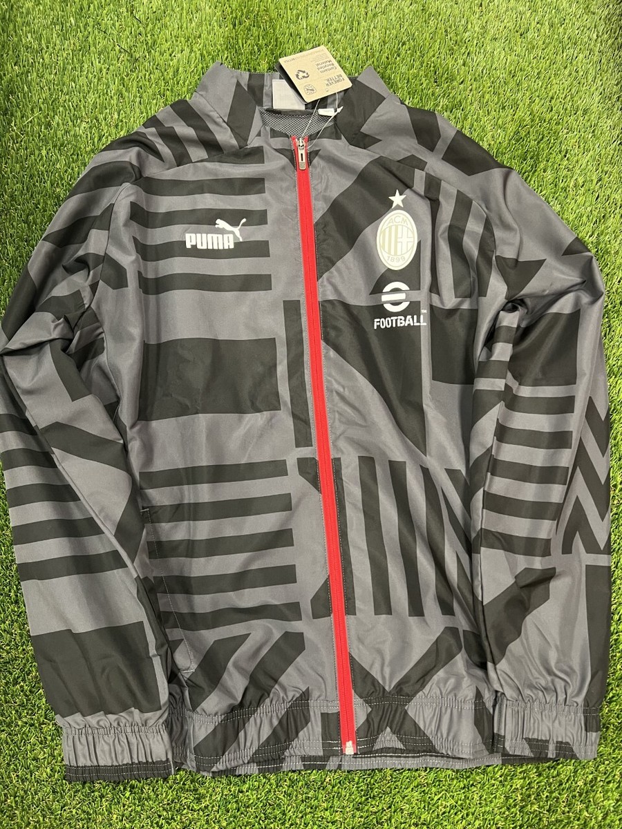 Puma 22/23 AC Milan Pre-Match Jacket - Black/Grey/Red | eBay