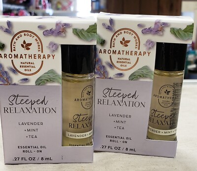 X 2 Bath & Body Works Aromatherapy Lavender Mint Tea Essential Oil Roll-On